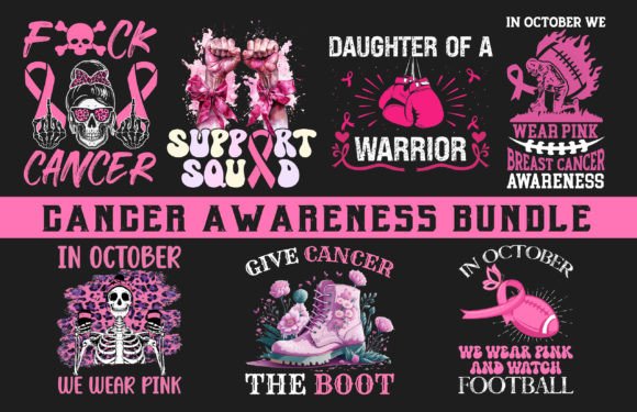 A Cancer Awareness Bundle for Crafters and T-Shirt Graphics