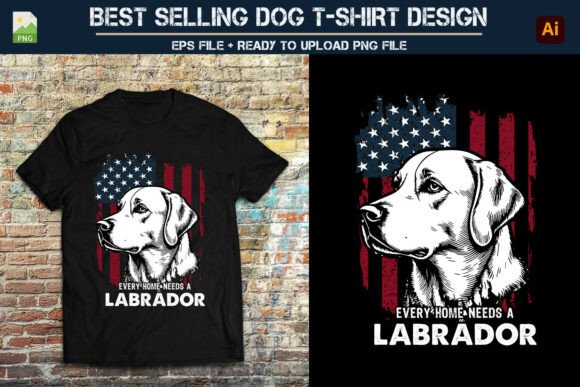 An American Patriot Labrador T-Shirt Design for Print and Graphics