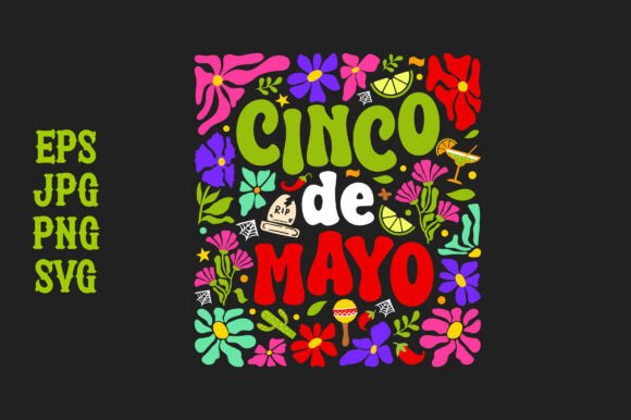 Boho Flower Cinco De Mayo Graphics for Print Templates