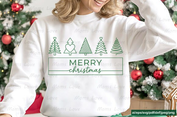 Merry Christmas Tree SVG PNG T Shirt Graphics for Print Templates