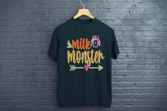 Milk Monster: A Playful Baby T-Shirt Design for Embroidery