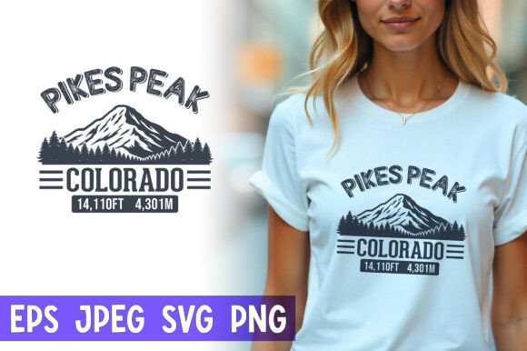 Pikes Peak Colorado T-Shirt Design for Graphics and Print